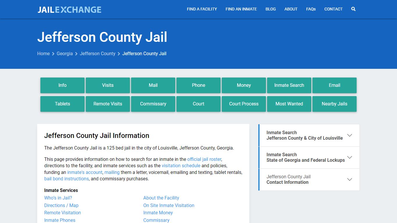 Jefferson County Jail, GA Inmate Search, Information